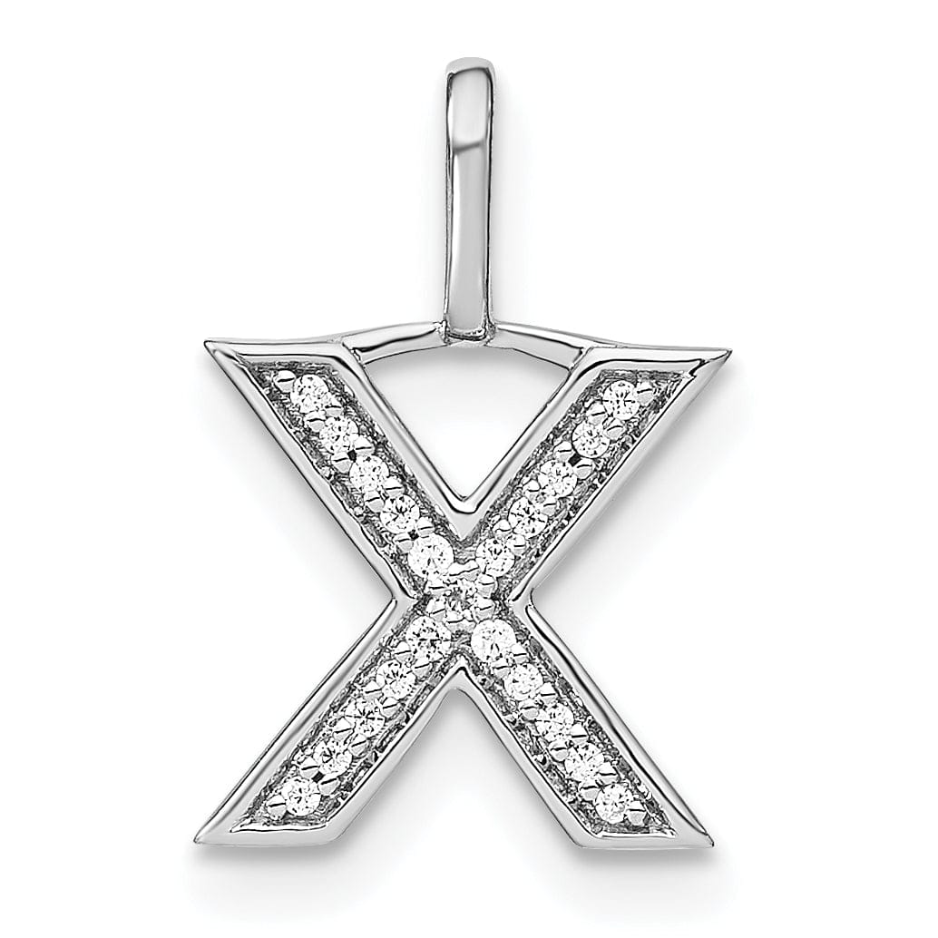 14K White Gold Diamond 0.066-CT Lower Case Style X Initial Charm