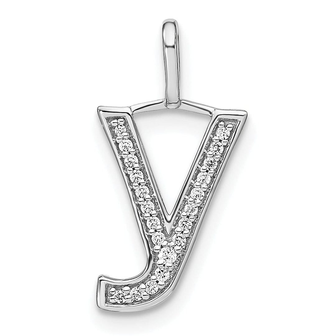 14K White Gold Diamond 0.08-CT Lower Case Style Y Initial Charm
