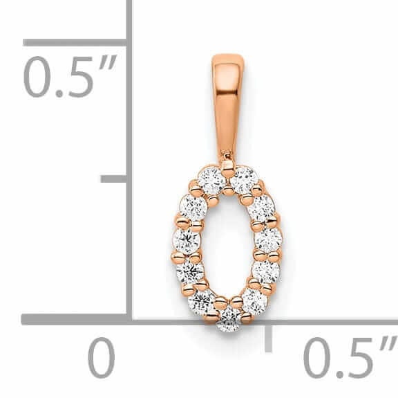 14k Rose Gold Polished Finish with Diamonds Number 0 Charm Pendant