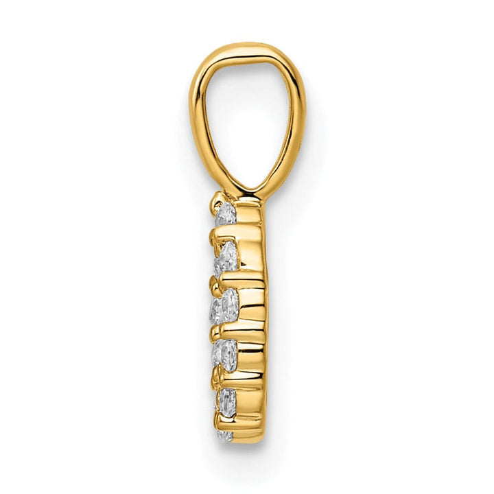 14k Yellow Gold Polished Finish with Diamonds Number 0 Charm Pendant