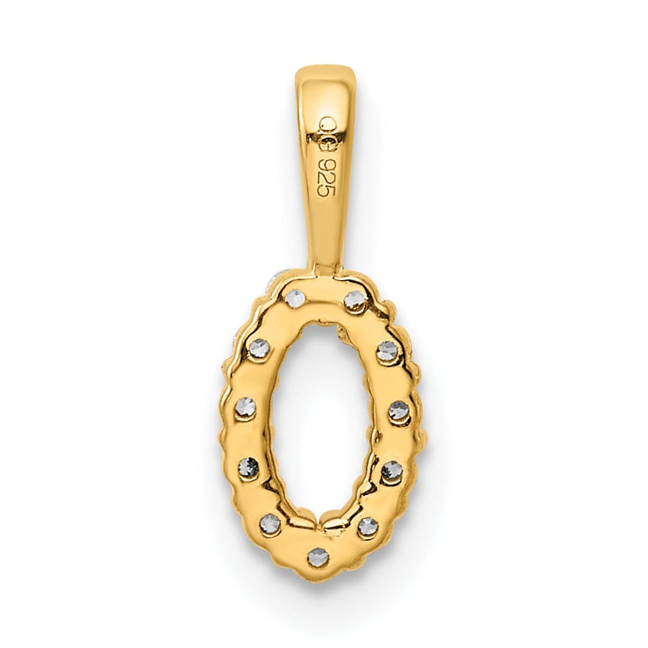 14k Yellow Gold Polished Finish with Diamonds Number 0 Charm Pendant