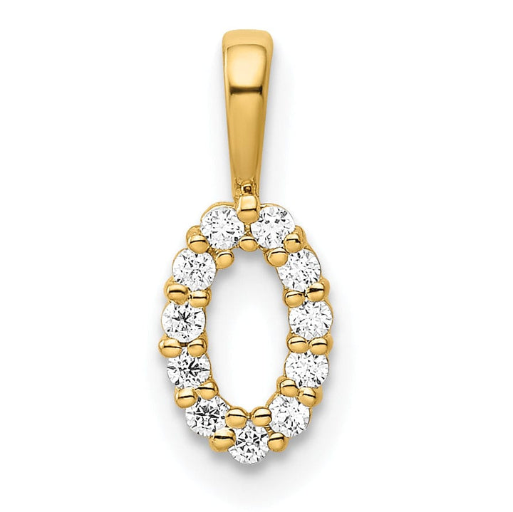 14k Yellow Gold Polished Finish with Diamonds Number 0 Charm Pendant