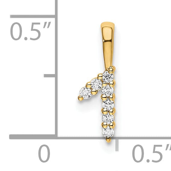 14k Yellow Gold Polished Finish with Diamonds Number 1 Pendant
