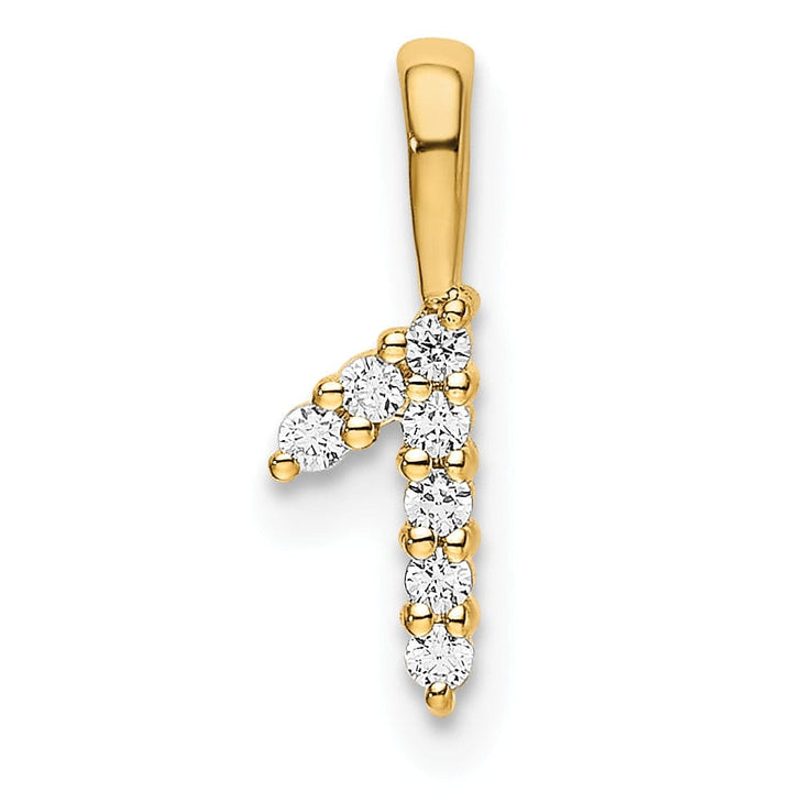 14k Yellow Gold Polished Finish with Diamonds Number 1 Pendant