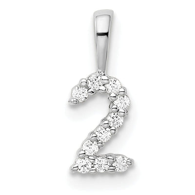 14k White Gold Polished Finish with Diamonds Number 2 Pendant at $ 159.9 only from Jewelryshopping.com