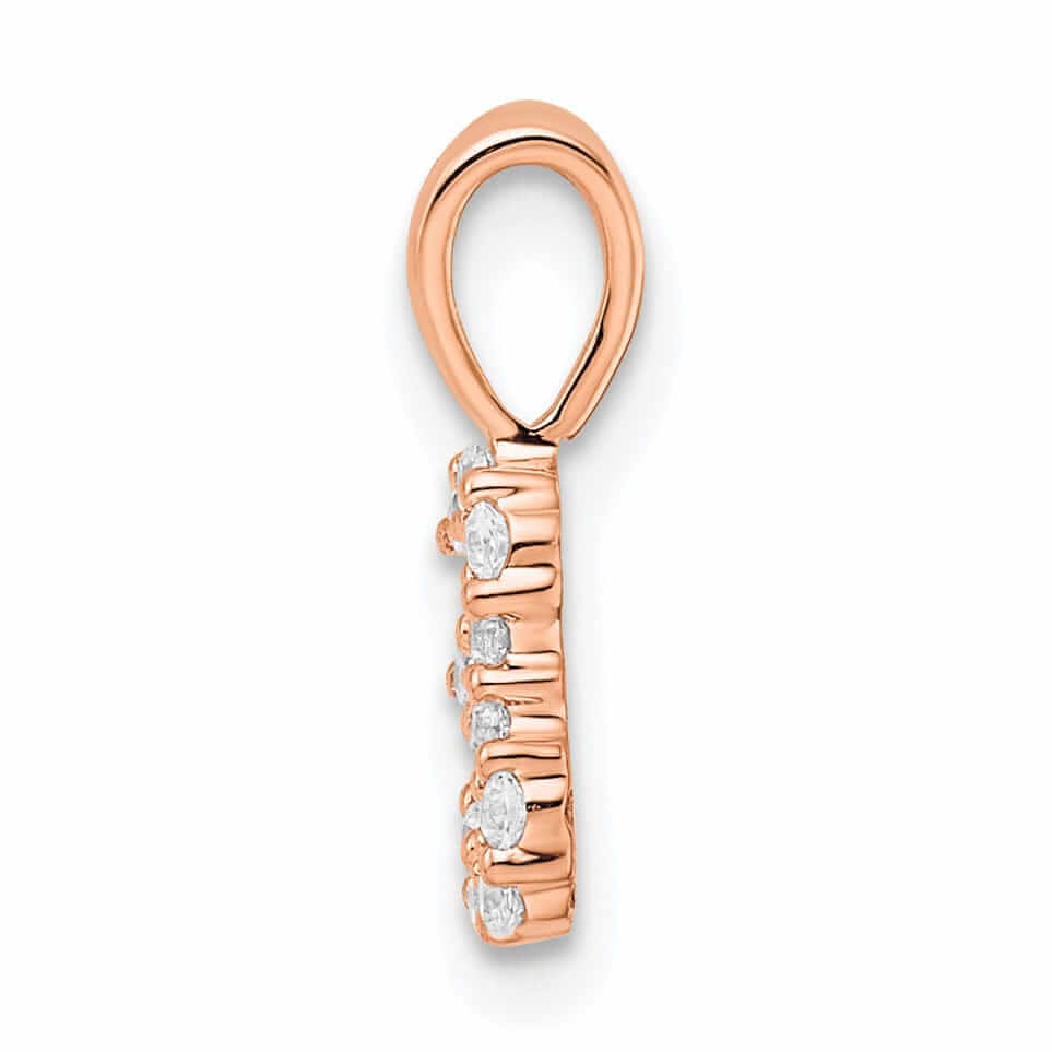 14k Rose Gold Polished Finish with Diamonds Number 3 Pendant