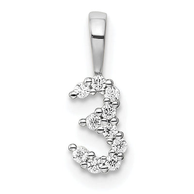 14k White Gold Polished Finish with Diamonds Number 3 Pendant at $ 154.9 only from Jewelryshopping.com
