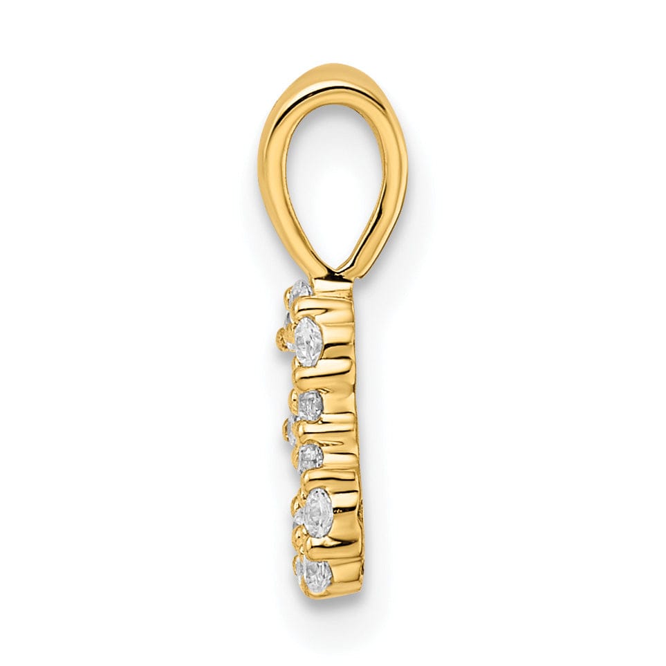 14k Yellow Gold Polished Finish with Diamonds Number 3 Pendant