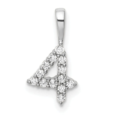 14k White Gold Polished Finish with Diamonds Number 4 Pendant at $ 190.94 only from Jewelryshopping.com
