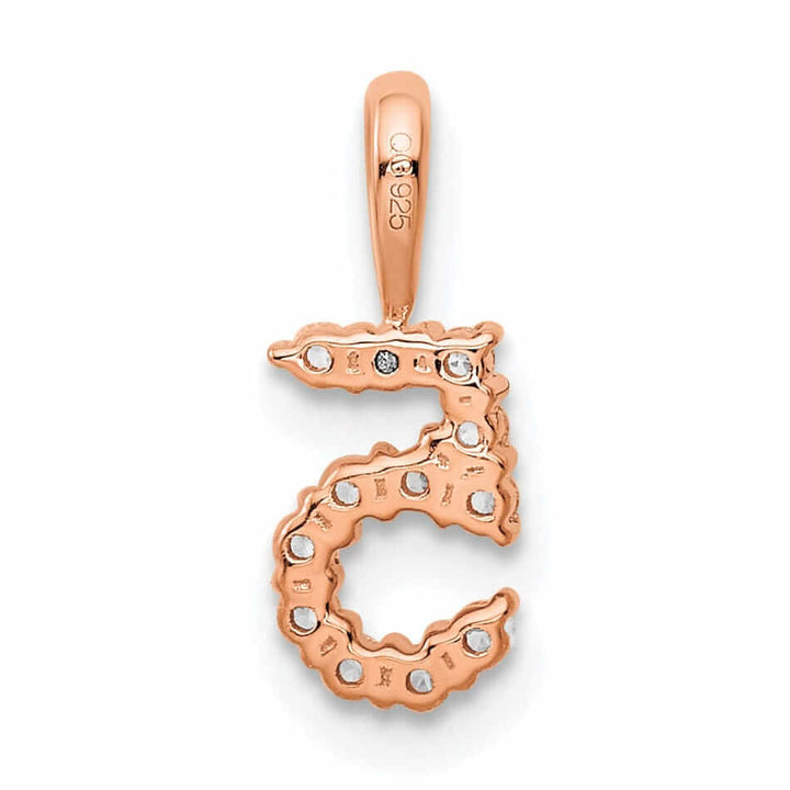 14k Rose Gold Polished Finish with Diamonds Number 5 Pendant