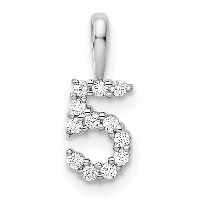 14k White Gold Polished Finish with Diamonds Number 5 Pendant at $ 176.17 only from Jewelryshopping.com