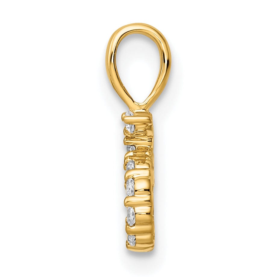 14k Yellow Gold Polished Finish with Diamonds Number 5 Pendant