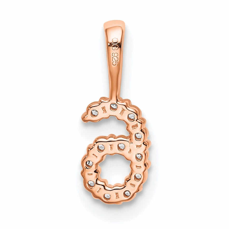 14k Rose Gold Polished Finish with Diamonds Number 6 Pendant