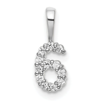 14k White Gold Polished Finish with Diamonds Number 6 Pendant at $ 176.17 only from Jewelryshopping.com