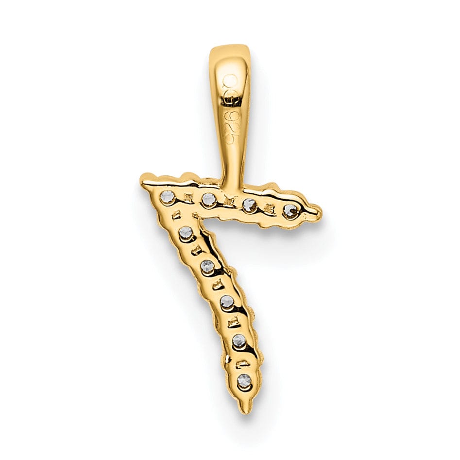 14k Yellow Gold Polished Finish with Diamonds Number 7 Pendant