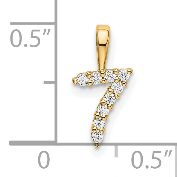 14k Yellow Gold Polished Finish with Diamonds Number 7 Pendant