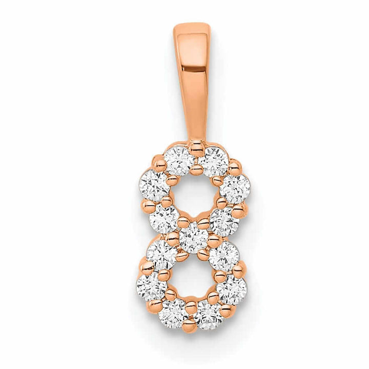 14k Rose Gold Polished Finish with Diamonds Number 8 Pendant