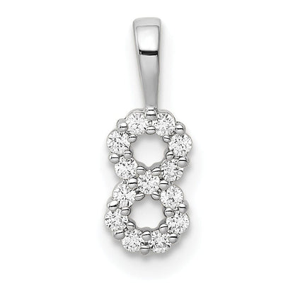 14k White Gold Polished Finish with Diamonds Number 8 Pendant at $ 186.76 only from Jewelryshopping.com