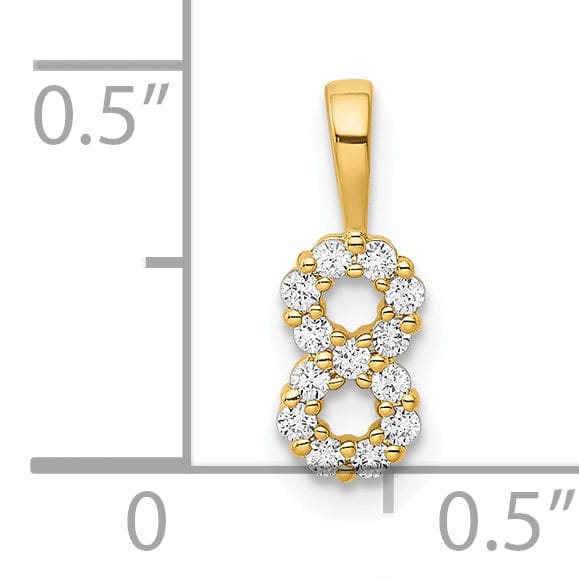 14k Yellow Gold Polished Finish with Diamonds Number 8 Pendant