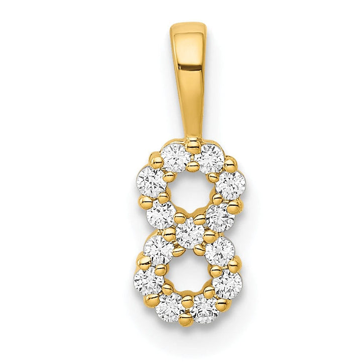 14k Yellow Gold Polished Finish with Diamonds Number 8 Pendant
