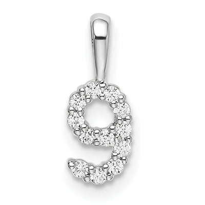 14k White Gold Polished Finish with Diamonds Number 9 Pendant at $ 176.17 only from Jewelryshopping.com