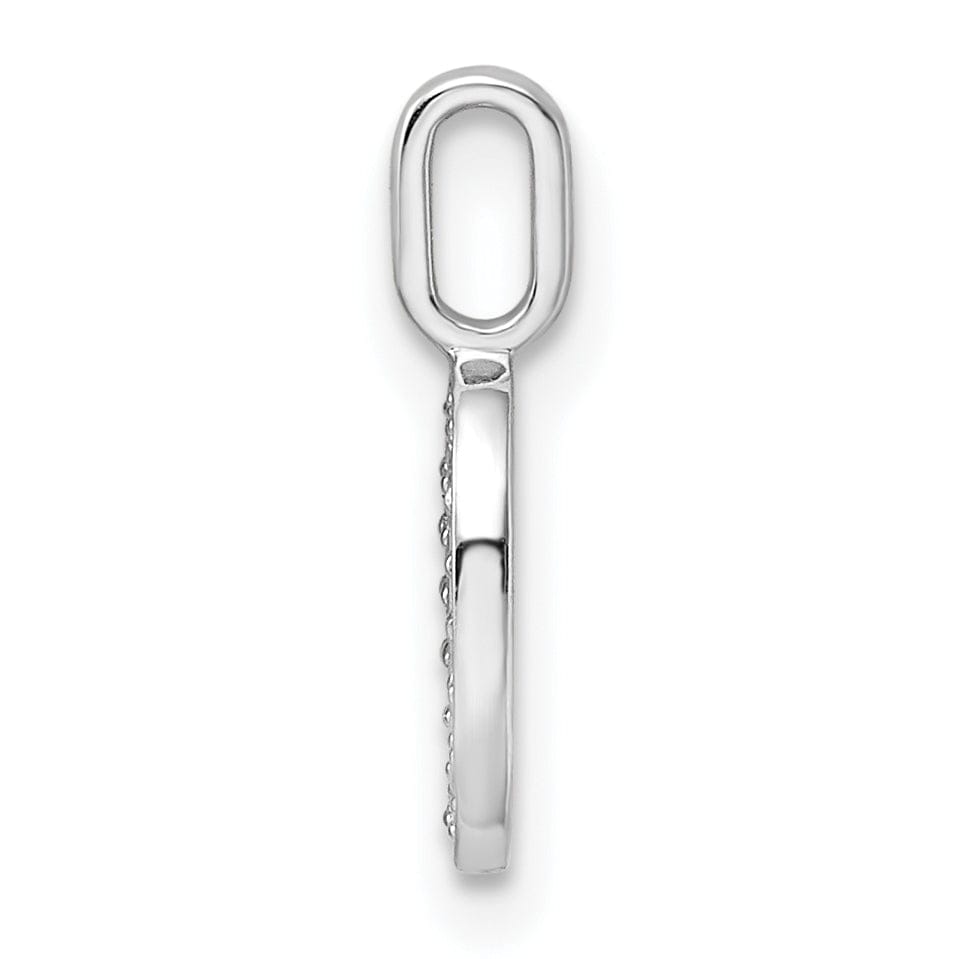 14k White Gold Polished Finish with Diamonds Womens Number 0 Charm Pendant