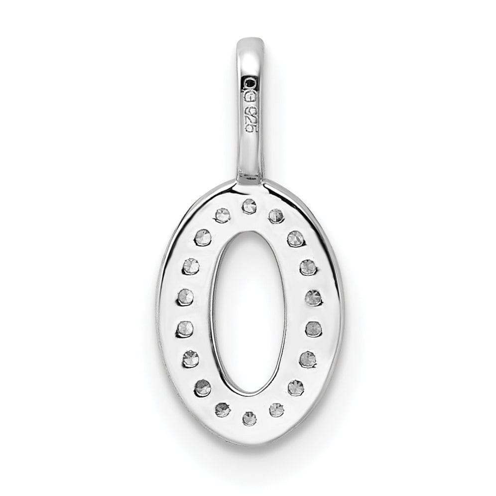 14k White Gold Polished Finish with Diamonds Womens Number 0 Charm Pendant