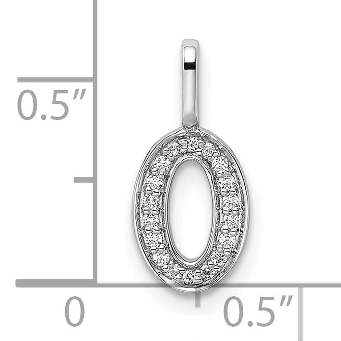 14k White Gold Polished Finish with Diamonds Womens Number 0 Charm Pendant