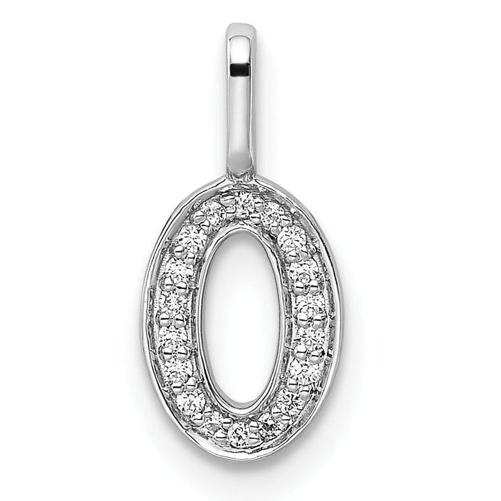 14k White Gold Polished Finish with Diamonds Womens Number 0 Charm Pendant