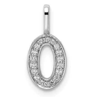 14k White Gold Polished Finish with Diamonds Womens Number 0 Charm Pendant at $ 186.73 only from Jewelryshopping.com