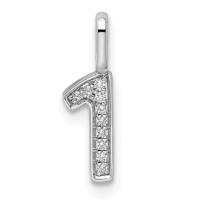 14k White Gold Polished Finish with Diamonds Womens Number 1 Charm Pendant at $ 116.52 only from Jewelryshopping.com
