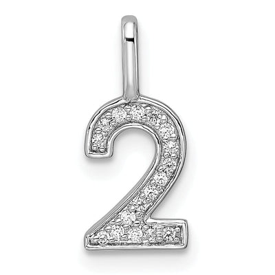 14k White Gold Polished Finish with Diamonds Womens Number 2 Charm Pendant at $ 172.91 only from Jewelryshopping.com