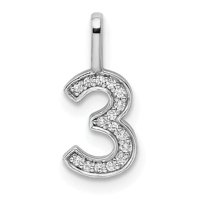 14k White Gold Polished Finish with Diamonds Womens Number 3 Charm Pendant at $ 159.89 only from Jewelryshopping.com
