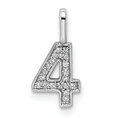 14k White Gold Polished Finish with Diamonds Womens Number 4 Charm Pendant at $ 177.19 only from Jewelryshopping.com