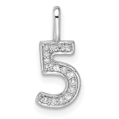 14k White Gold Polished Finish with Diamonds Womens Number 5 Charm Pendant at $ 171.85 only from Jewelryshopping.com