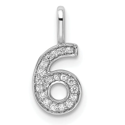 14k White Gold Polished Finish with Diamonds Womens Number 6 Charm Pendant at $ 196.06 only from Jewelryshopping.com