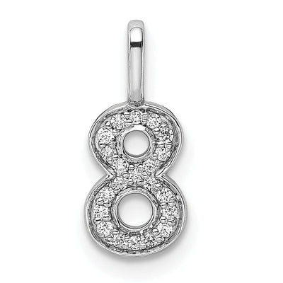 14k White Gold Polished Finish with Diamonds Womens Number 8 Charm Pendant at $ 208.01 only from Jewelryshopping.com