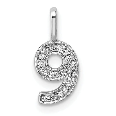 14k White Gold Polished Finish with Diamonds Womens Number 9 Charm Pendant at $ 191.11 only from Jewelryshopping.com