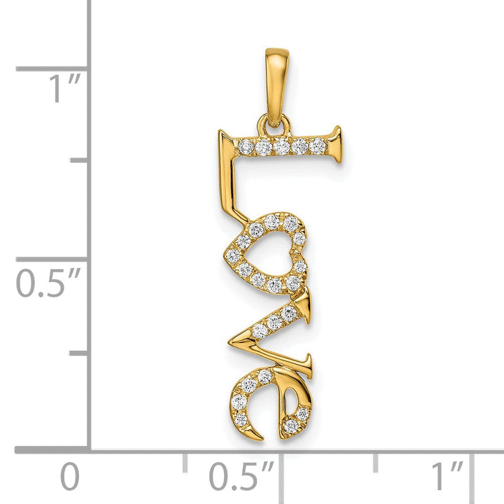 14k Yellow Gold Polished Finish Womens LOVE 0.112-CT Diamond Pendant