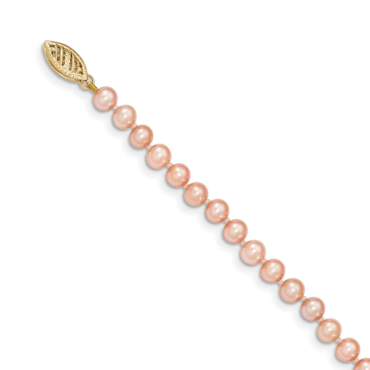 14k Yellow Gold Pink Freshwater Pearl Necklace