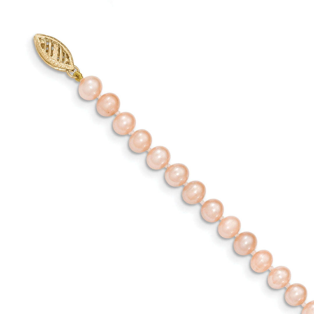 14k Yellow Gold Pink Freshwater Pearl Necklace