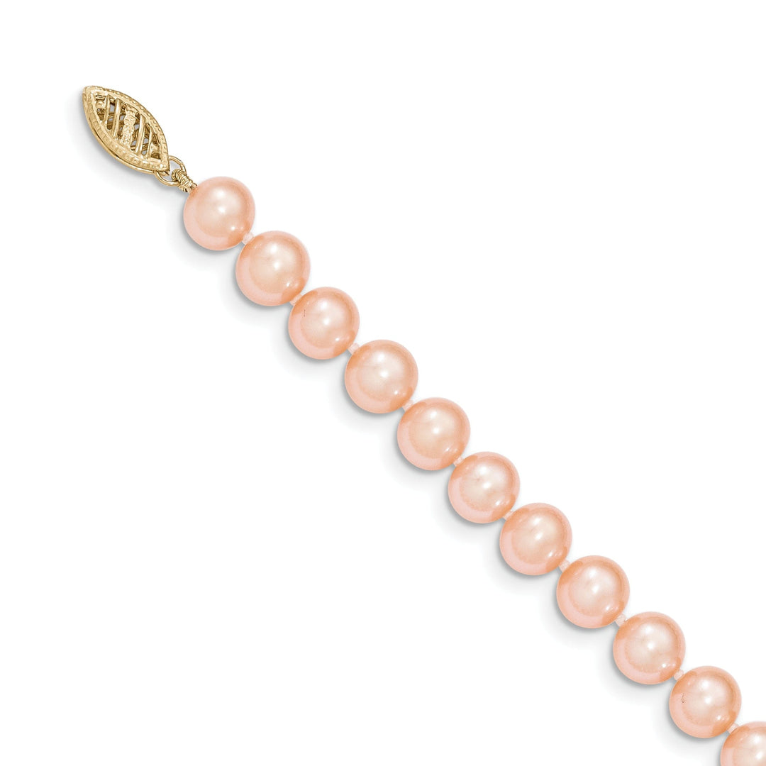 14k Yellow Gold Pink Freshwater Pearl Necklace