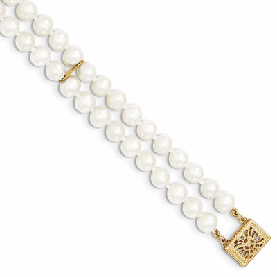 14k Gold 2 Strand Cultured Pearl Bracelet at $ 234.04 only from Jewelryshopping.com