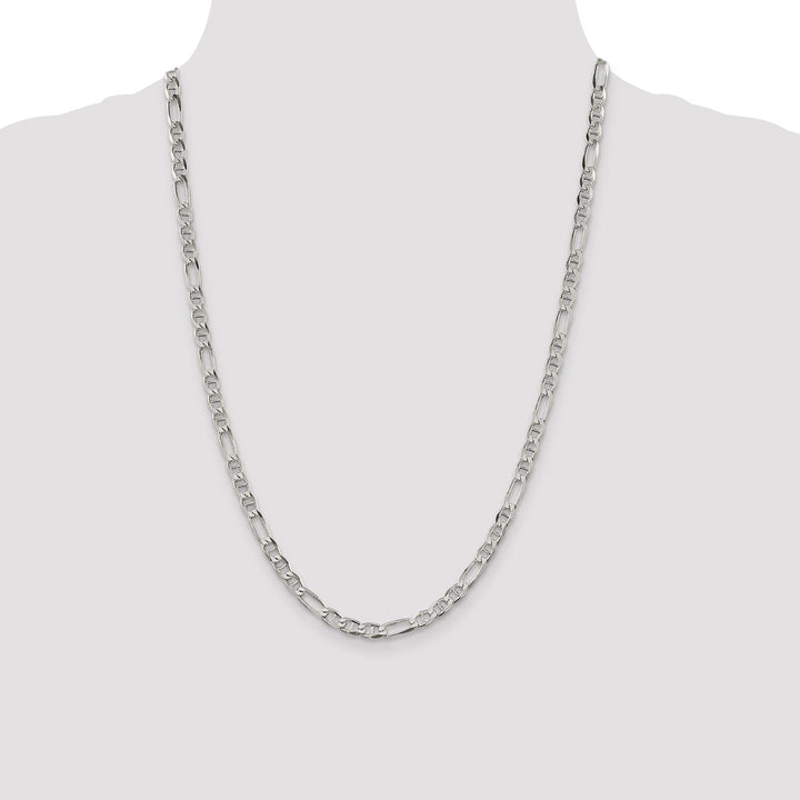 Silver Polished 4.50-mm Figaro Anchor Chain