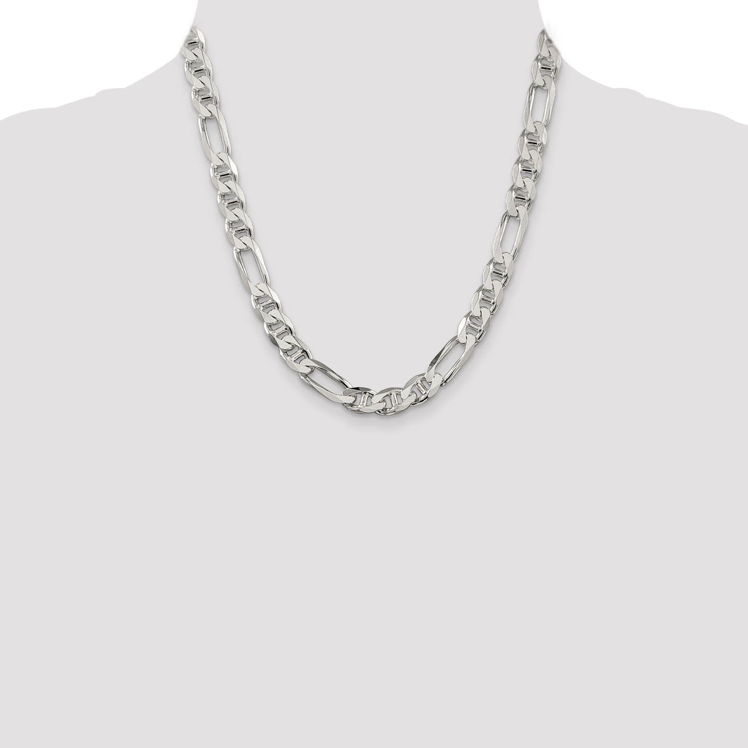 Silver Polished 8.75-mm Figaro Anchor Chain