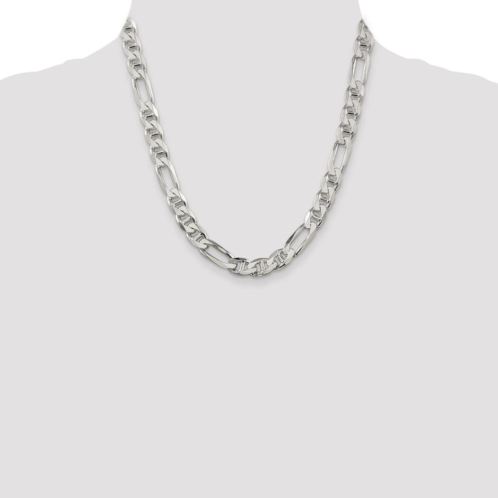 Silver Polished 8.75-mm Figaro Anchor Chain