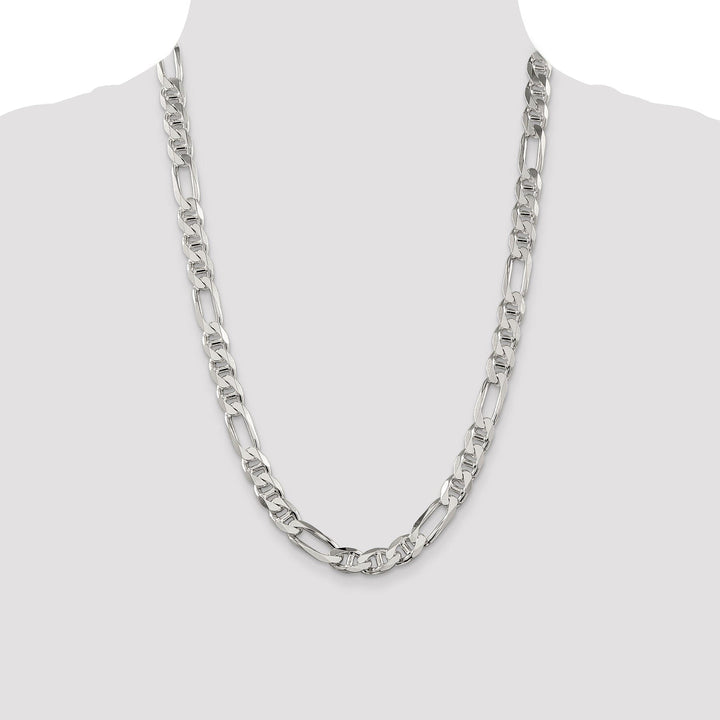 Silver Polished 8.75-mm Figaro Anchor Chain