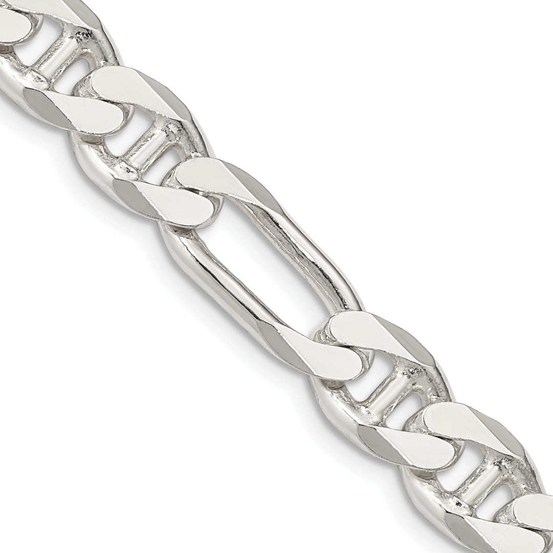 Silver Polished 8.75-mm Figaro Anchor Chain