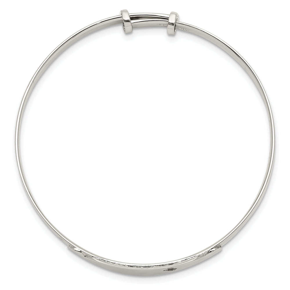 Silver C.Z Adjustable Childs Bangle ID Bracelet