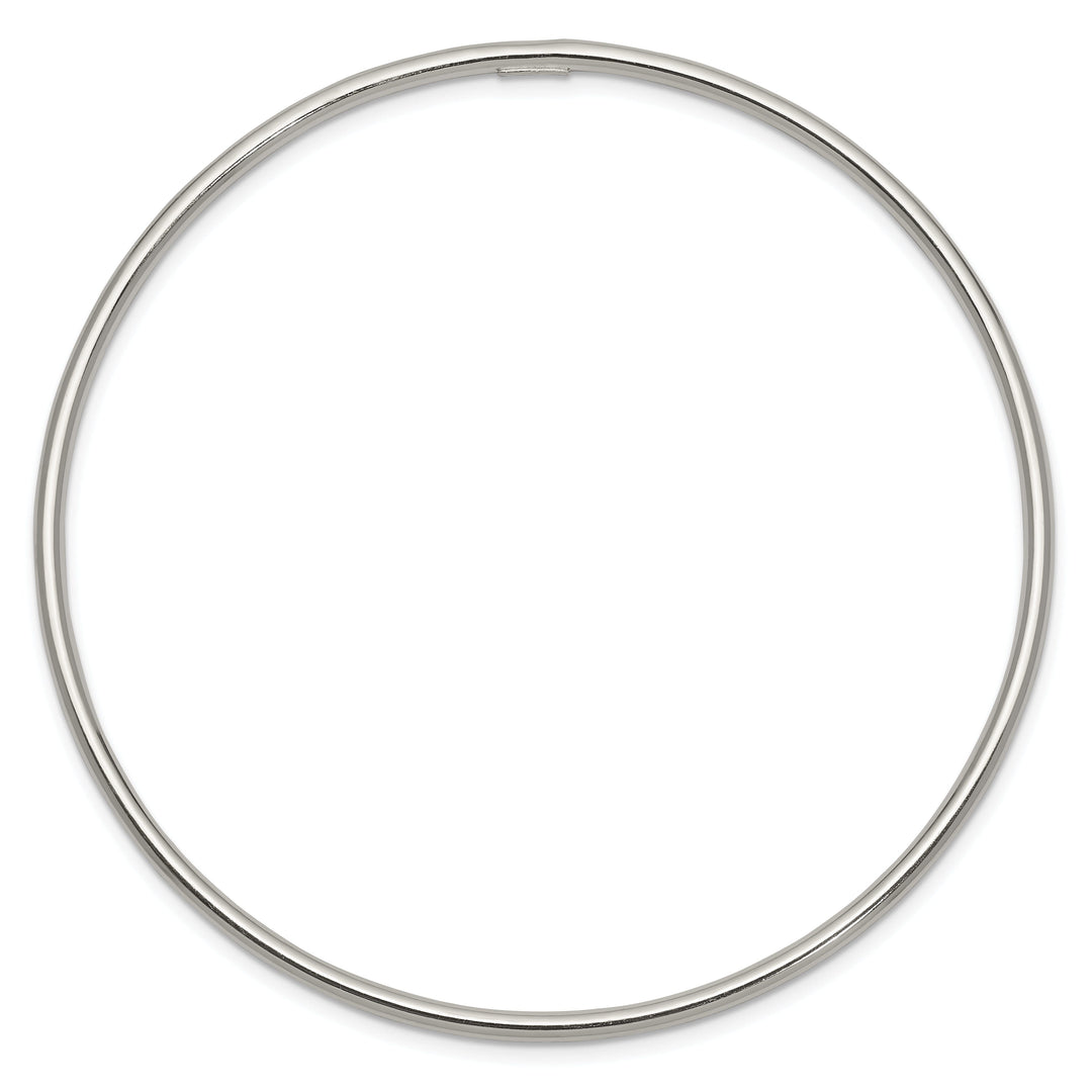 Silver Polished Round Slip On Bangle Bracelet